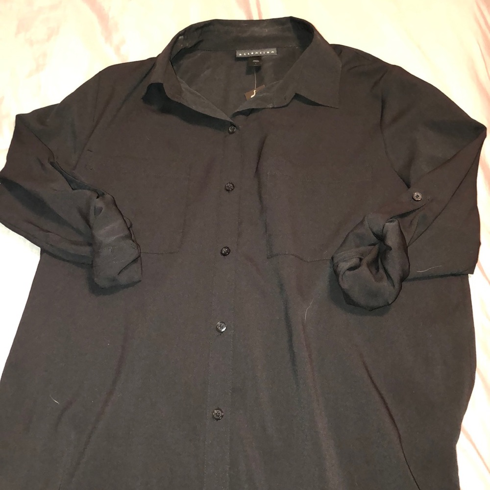 Black flowy button up blouse